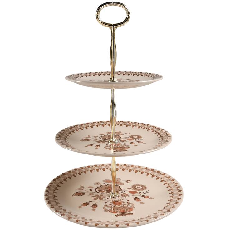 Jamestown Brown 13 7/8"-14 1/4" 3-Tiered Serving Tray(DP,SP,BB) HC
