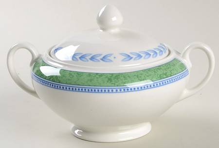 Jardiniere Green Sugar Bowl & Lid