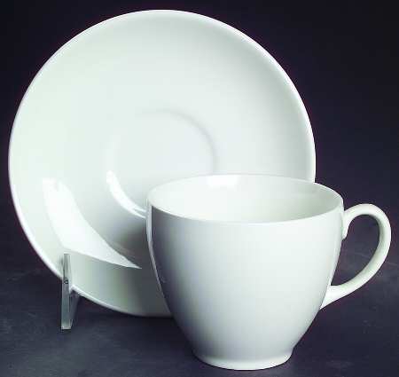 White Cloud Flat Cup & Saucer Set