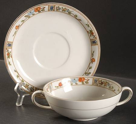 JB71 Flat Cream Soup Bowl & Saucer Set