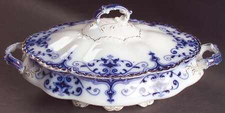 The Jewel (Flow Blue) Oval Covered Vegetable