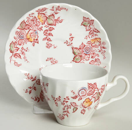 Jolie Pink Mulitcolor Flat Cup & Saucer Set