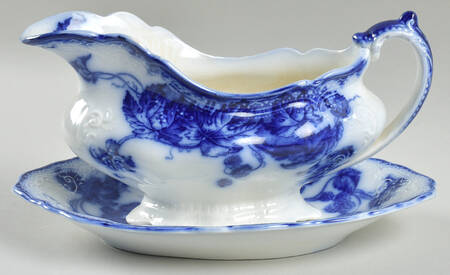 Kenworth (Flow Blue) Gravy Boat & Underplate