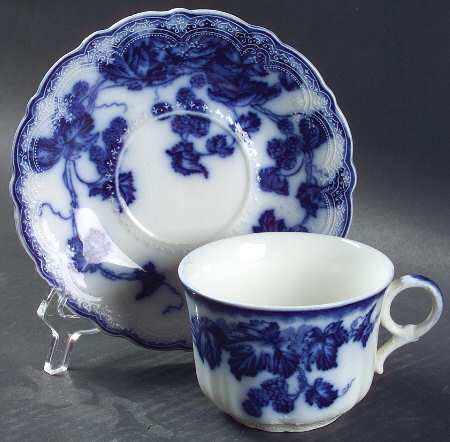 Kenworth (Flow Blue) Flat Cup & Saucer Set