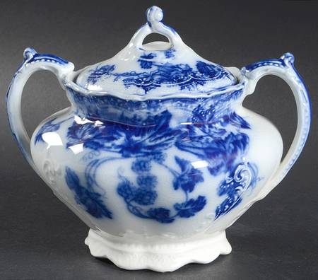 Kenworth (Flow Blue) Sugar Bowl & Lid