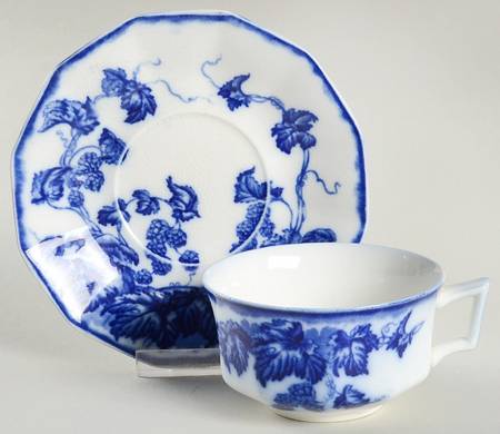 Kenworth (Flow Blue) Flat Cup & Saucer Set