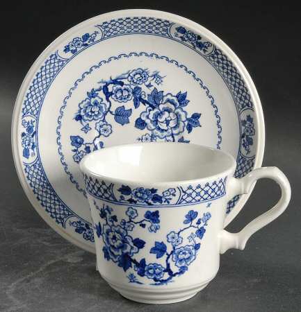 Kyoto Blue and White Flat Cup & Saucer Set
