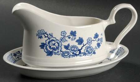 Kyoto Blue and White Gravy Boat & Underplate/Relish