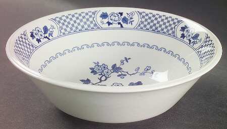 Kyoto Blue and White 8" Round Vegetable Bowl