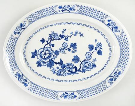 Kyoto Blue and White 12" Oval Serving Platter