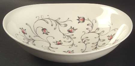 Lace (Gray & Pink) 9" Round Vegetable Bowl