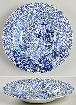 Lotus Blue Rim Soup Bowl