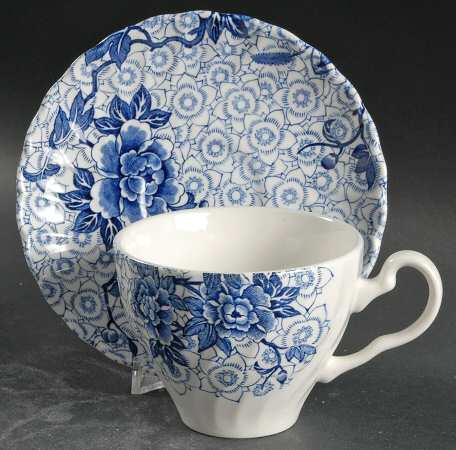 Lotus Blue Flat Cup & Saucer Set