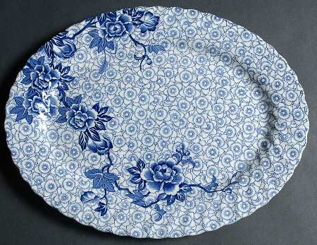 Lotus Blue 12" Oval Serving Platter