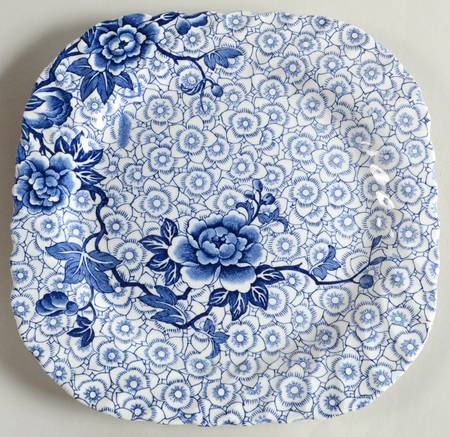 Lotus Blue Square Salad Plate