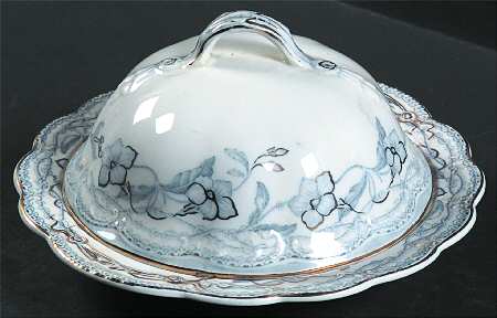 The Lothair (Blue, Gold Accents) Round Covered Butter
