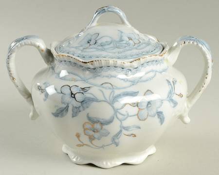 The Lothair (Blue, Gold Accents) Sugar Bowl & Lid