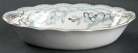 The Lothair (Blue, Gold Accents) 9" Oval Vegetable Bowl