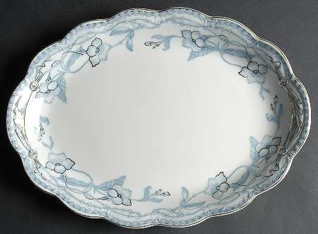 The Lothair (Blue, Gold Accents) 14" Oval Serving Platter