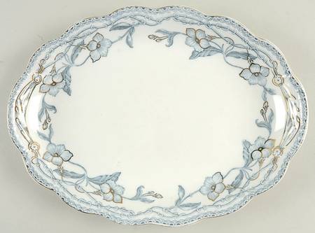 The Lothair (Blue, Gold Accents) 12" Oval Serving Platter
