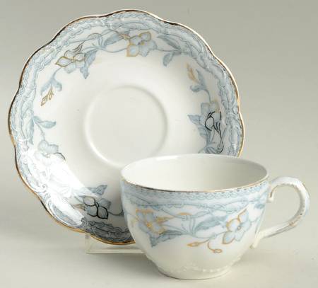 The Lothair (Blue, Gold Accents) Flat Cup & Saucer Set