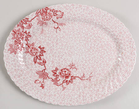 Lotus Red Pink 13" Oval Serving Platter
