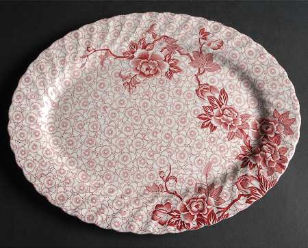 Lotus Red Pink 12" Oval Serving Platter