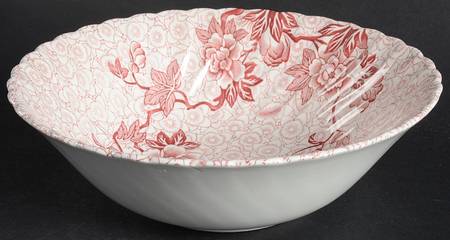 Lotus Red Pink 8" Round Vegetable Bowl