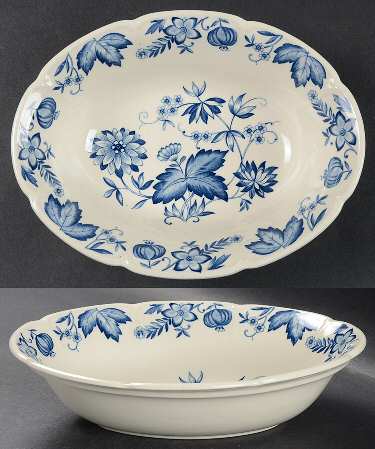 Malvern Blue 9" Oval Vegetable Bowl