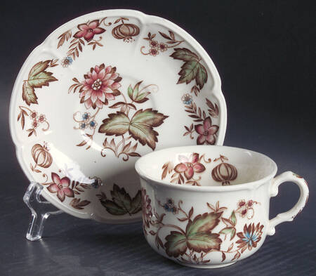 Malvern Brown Multicolor Flat Cup & Saucer Set