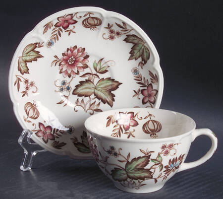 Malvern Brown Multicolor Flat Cup & Saucer Set