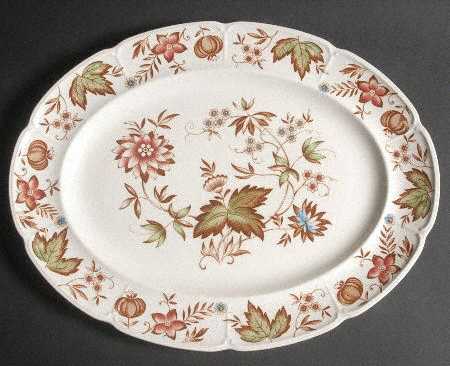 Malvern Brown Multicolor 16" Oval Serving Platter