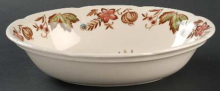 Malvern Brown Multicolor 9" Oval Vegetable Bowl