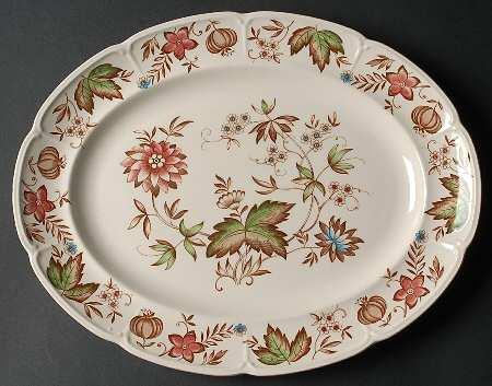Malvern Brown Multicolor 13" Oval Serving Platter