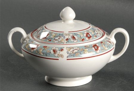 Malvern (Blue Rim) Sugar Bowl & Lid