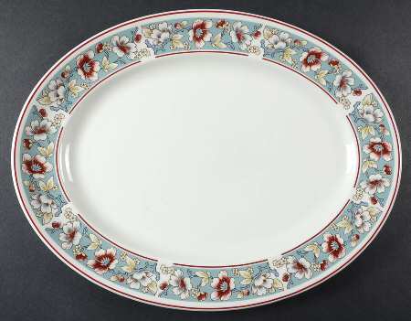 Malvern (Blue Rim) 13" Oval Serving Platter