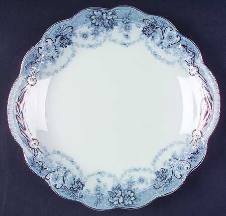 Marlboro Blue Gray (Gold Trim) Handled Cake Plate