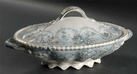 Marlboro Blue Gray (Gold Trim) Oval Covered Vegetable