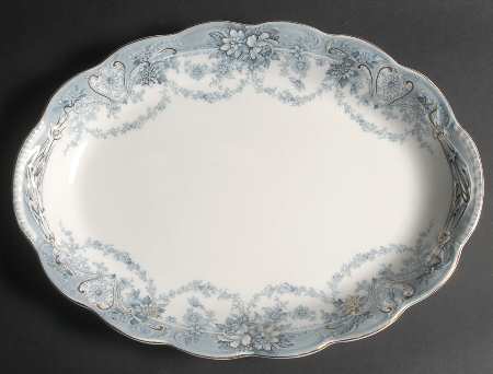 Marlboro Blue Gray (Gold Trim) 16" Oval Serving Platter