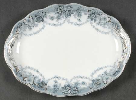 Marlboro Blue Gray (Gold Trim) 10" Oval Serving Platter
