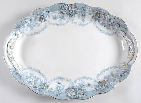 Marlboro Blue Gray (Gold Trim) 12" Oval Serving Platter