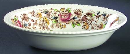 Margaret Rose Brown Multi 9" Oval Vegetable Bowl