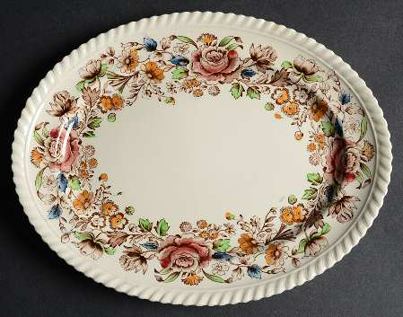 Margaret Rose Brown Multi 10" Oval Serving Platter