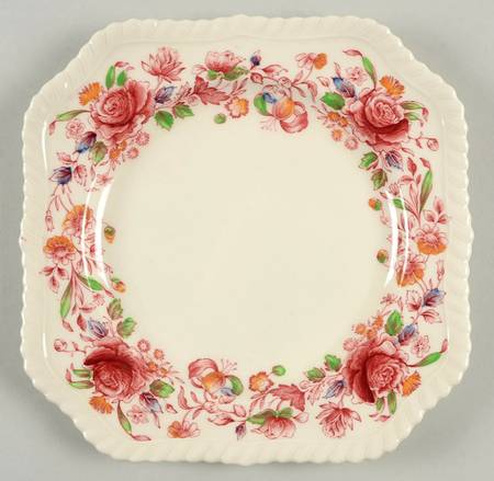 Margaret Rose Green Multicolor Square Salad Plate