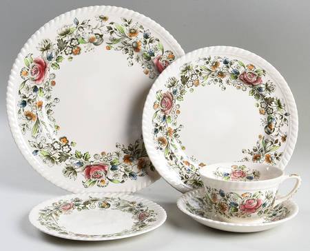 Margaret Rose Green Multicolor 5 Piece Place Setting