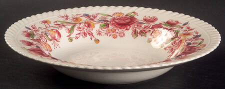 Margaret Rose Pink Multicolor Rim Soup Bowl