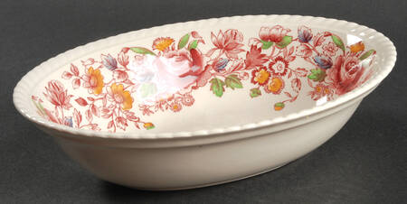 Margaret Rose Pink Multicolor 9" Oval Vegetable Bowl