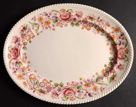 Margaret Rose Pink Multicolor 16" Oval Serving Platter