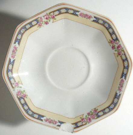 The Mayfair (Pink Roses, Mustard Trim) Saucer