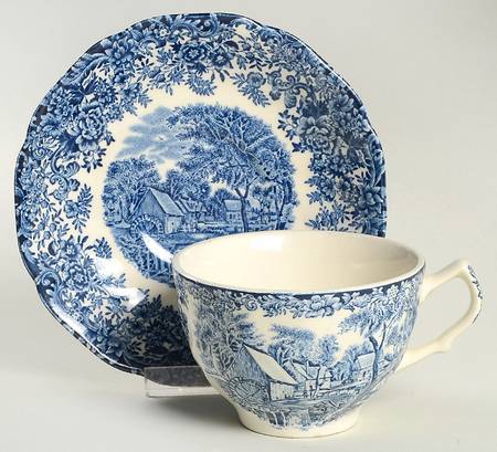 Millstream Blue Flat Cup & Saucer Set